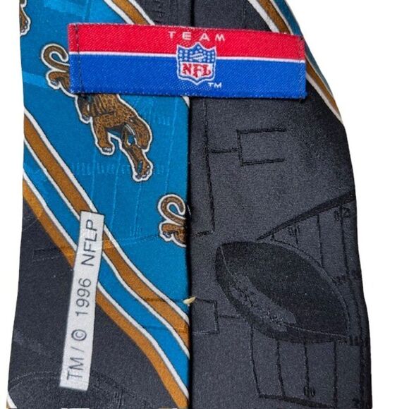 Jacksonville Jaguars 100% Silk NFL NFLP 1996 Men's Tie Official Black Teal Jags - Picture 4 of 6